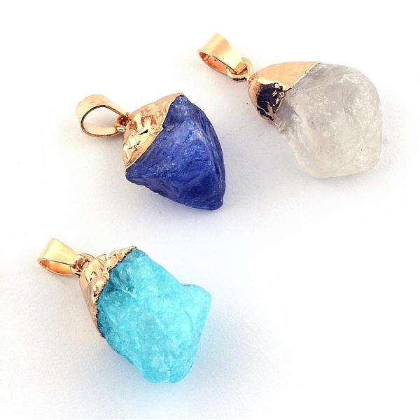 

PandaHall Plated Natural Quartz Pendants, with Iron Findings, Golden, Dyed, Mixed Shaped, Mixed Color, 21~28x15~18x10~15mm, Hole: 4x6mm..., Multicolor