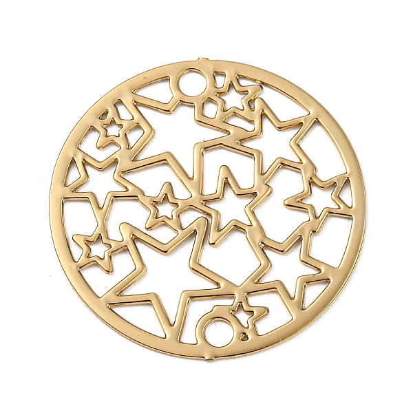 

PandaHall Rack Plating Brass Hollow Out Star Connector Charms, Long-Lasting Plated, Flat Round Etched Metal Embellishments, Light Gold...