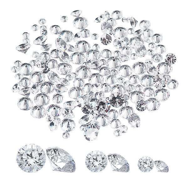 

PandaHall 150pcs Cubic Zirconia Charms, Faceted, Clear Glass Diamonds for Jewelry Making, 7.4x7.2x1.7cm Cubic Zirconia Flat Round Clear