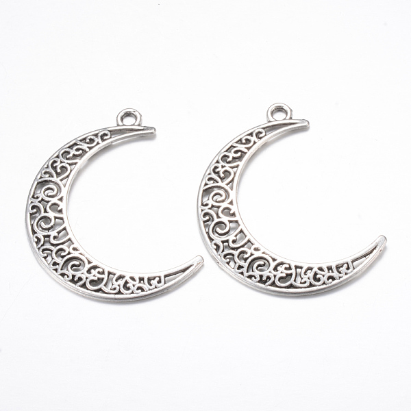 

PandaHall Tibetan Style Alloy Pendants, Crescent Moon, Cadmium Free & Nickel Free & Lead Free, Antique Silver, 40x29x1mm, Hole: 2.5mm, about...