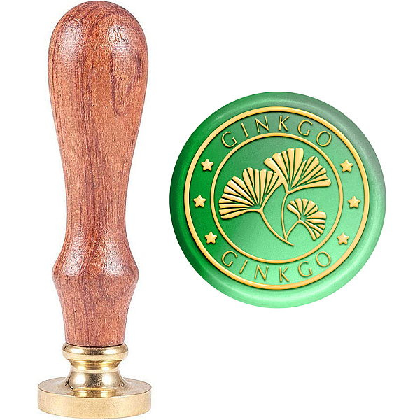 

PandaHall MAYJOYDIY Ginkgo Wax Seal Stamp Sealing Wax Stamp Plant Leaf Postage Stamp Wax Seal Stamp 30mm Removable Brass Head Wooden Handle...