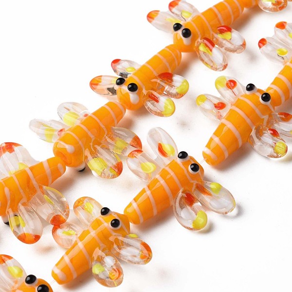

PandaHall Autumn Theme Handmade Lampwork Beads Strands, Dragonfly, Orange, 25~30x34~38x8.5~9.5mm, Hole: 1.2mm, about 20pcs/strand, 16.73...