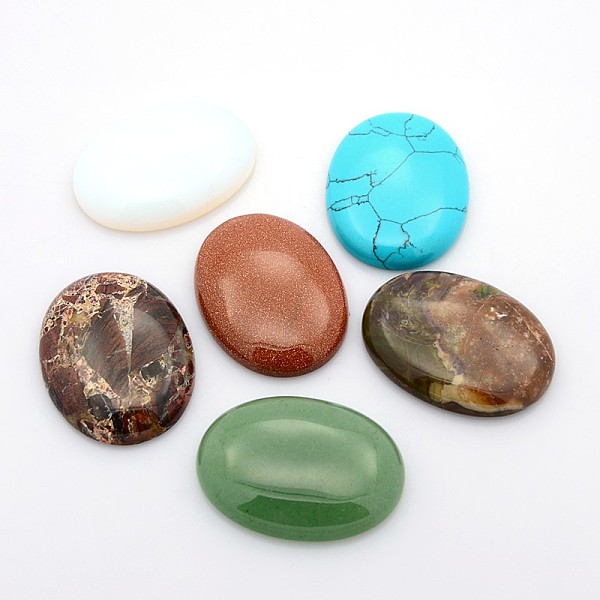 

PandaHall Gemstone Cabochons, Oval, Mixed Stone, 40x30x7~9mm Mixed Stone Oval
