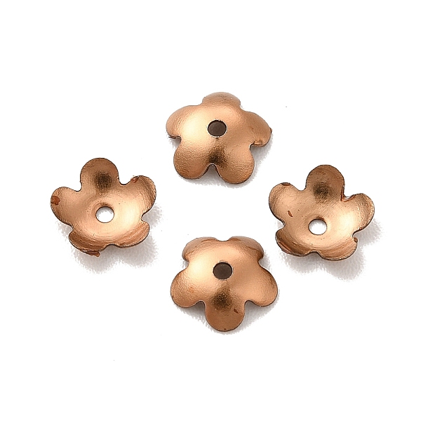 

PandaHall Ion Plating(IP) 304 Stainless Steel Bead Caps, Flower, 5-Petal, Coffee Golden, 5.5x6x1mm, Hole: 0.6mm 304 Stainless Steel