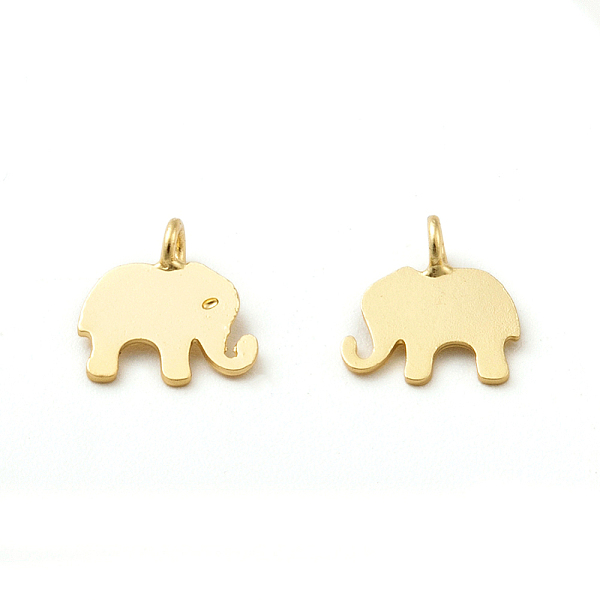 

PandaHall Brass Charms, Elephant, Golden, 9x8.5x0.6mm, Hole: 1.6mm Brass Elephant