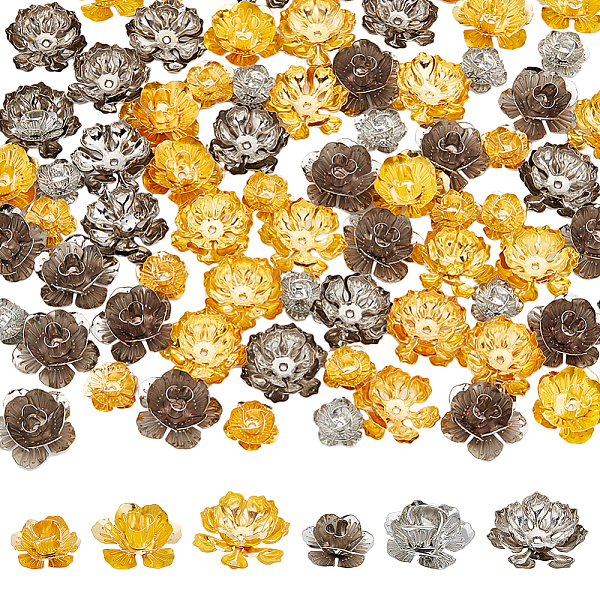 

PandaHall PH 96pcs Flower Bead Caps 3 Shapes Lotus Bead Caps Spacer Bead Caps Flower End Caps Iron 3D Bead Caps for DIY Jewelry Necklace...