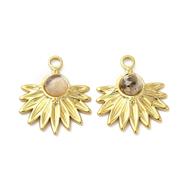 

PandaHall Natural Feldspar Pendants, Faceted Flower Charms, with Vacuum Plating Real 18K Gold Plated 201 Stainless Steel Findings...