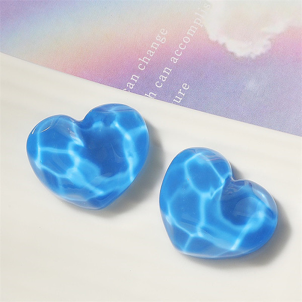 

PandaHall Opaque Resin Cabochons, Heart with Water Ripple, Dodger Blue, 18x22mm Resin Heart