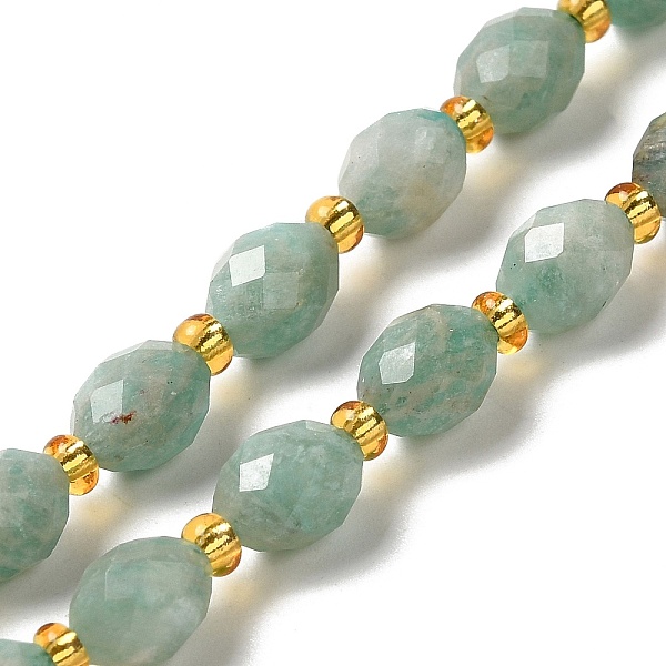 

PandaHall Natural Amazonite Beads Strands, with Seed Beads, Faceted, Oval, 7.5~8x6~6.5mm, Hole: 1.2mm, about 40~42pcs/strand, 15.35~15.55''...