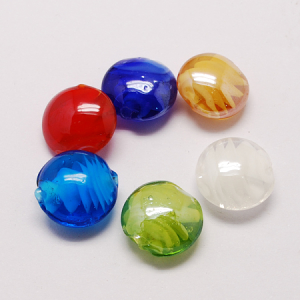 

PandaHall Handmade Lampwork Beads, Pearlized, Flat Round, Mixed Color, 20x10mm Lampwork Flat Round Multicolor