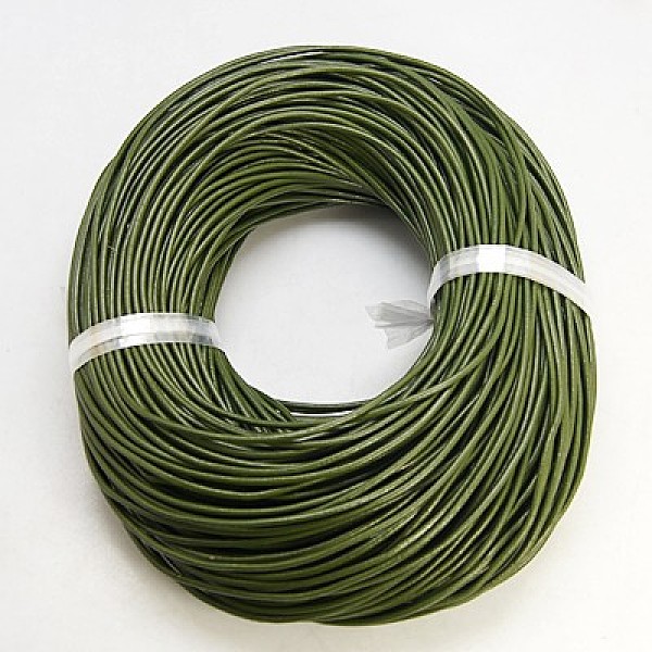 

PandaHall Cowhide Leather Cord, Leather Jewelry Cord, Jewelry DIY Making Material, Round, Dyed, Dark Olive Green, 2mm Cowhide Round Green