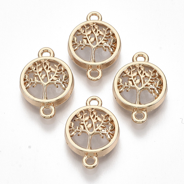 

PandaHall Glass Links connectors, with Light Gold Plated Alloy Findings, Flat Round with Tree, Clear, 19.5x13.5x5.5mm, Hole: 1.6mm...