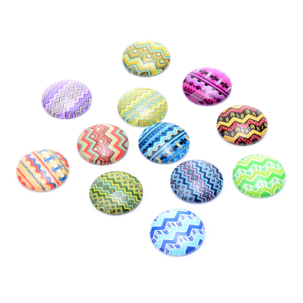 

PandaHall Glass Cabochons, For DIY Projects, Half Round/Dome, Mixed Color, 12x4mm Glass Half Round Multicolor