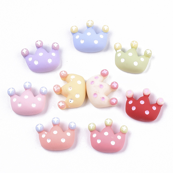 

PandaHall Opaque Resin Cabochons, Crown with Polka Dot, Mixed Color, 18x22x9mm Resin Crown Multicolor
