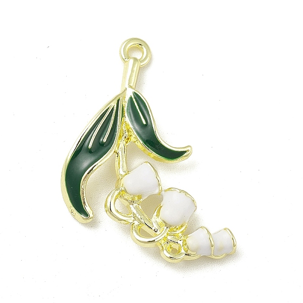

PandaHall Rack Plating Alloy Enamel Chandelier Component Links, Lily of the Valley, Golden, 30.5x21.5x3.8mm, Hole: 1.8/1.5/1.2/1mm...