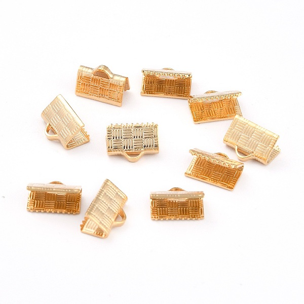 

PandaHall 304 Stainless Steel Ribbon Crimp Ends, Golden, 7x10x5.5mm, Hole: 1.5x2.5mm 304 Stainless Steel