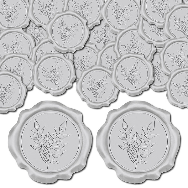 

PandaHall CRASPIRE 50pcs Silver Wax Seal Stickers Wedding Invitation Envelope Sealing Stickers Eucalyptus Decoration Stickers Adhesive...