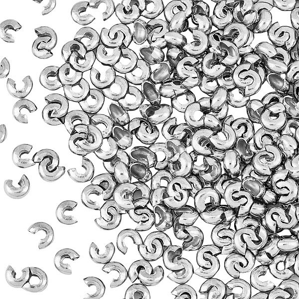 

PandaHall HOBBIESAY 300Pcs 304 Stainless Steel Crimp Beads Covers 5mm Knot Covers Half Round Open Crimp Beads Cover DIY Gemstone Spacers for...
