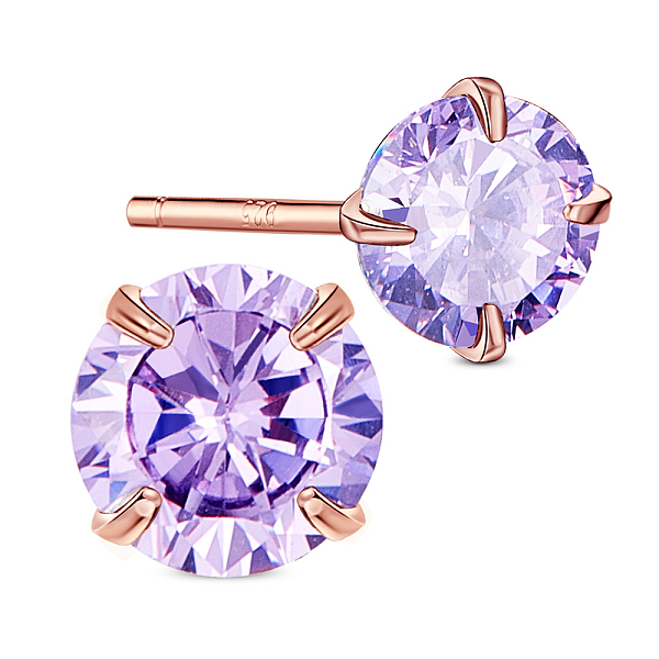 

PandaHall SHEGRACE 925 Sterling Silver Ear Studs, with AAA Cubic Zirconia, Medium Orchid, 7mm Sterling Silver Purple