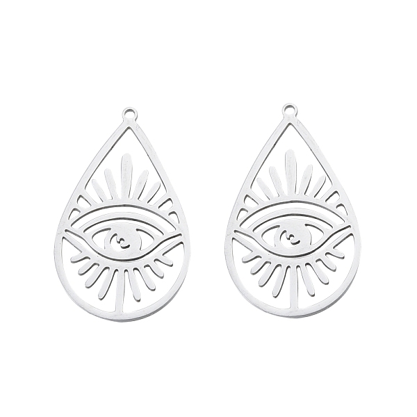 

PandaHall 201 Stainless Steel Pendants, Teardrop with Eye, Stainless Steel Color, 34.5x21x1mm, Hole: 1.4mm 201 Stainless Steel Teardrop