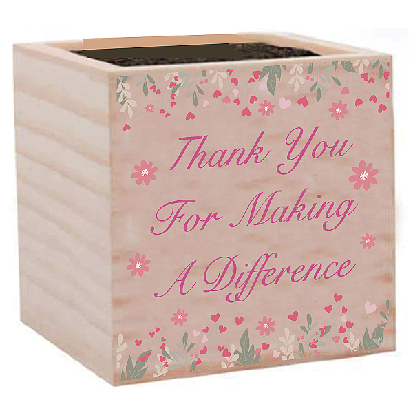 

PandaHall Willow Wood Planters, Flower Pots, for Garden Supplies, Square with Pattern, Word, 75x75x75mm Wood Word