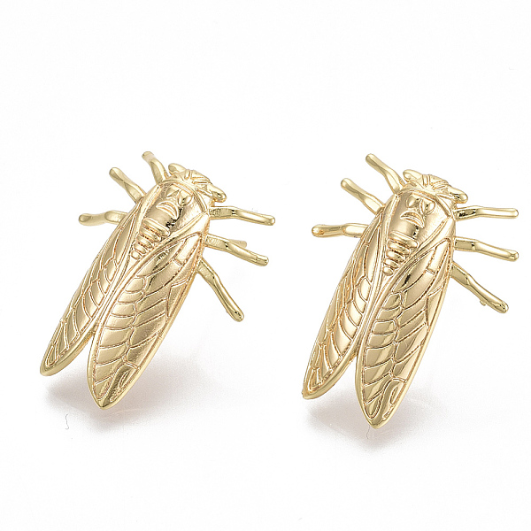 

PandaHall Brass Earring Findings, with Loop, Cicada, Nickel Free, Real 18K Gold Plated, 23x19mm, Hole: 1.2mm, Pin: 0.8mm Brass Other Animal