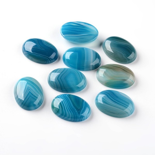 

PandaHall Oval Natural Striped Agate/Banded Agate Cabochons, 30x22x6.8mm Banded Agate Oval