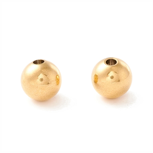

PandaHall Ion Plating(IP) 202 Stainless Steel Beads, Half Drilled, Round, Golden, 8x7.5mm, Half Hole: 2mm 202 Stainless Steel Round