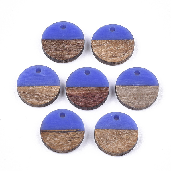 

PandaHall Resin & Walnut Wood Pendants, Flat Round, Mauve, 14~15x3~4mm, Hole: 1.8mm Resin+Wood Flat Round Purple