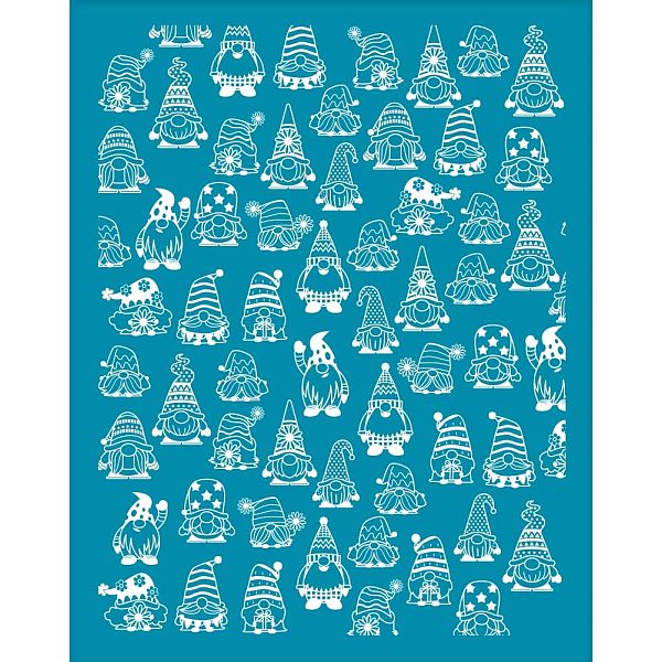 

PandaHall OLYCRAFT 4x5 Inch Clay Stencils Gnome Pattern Silk Screen for Polymer Clay Dwarf Silk Screen Stencils Mesh Transfer Stencils Gnome..., Cyan