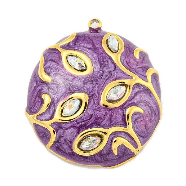 

PandaHall Ion Plating(IP) 304 Stainless Steel Rhinestone Pendants, with Enamel, Real 18K Gold Plated, Half Round with Eye Charm, Blue Violet..., Clear