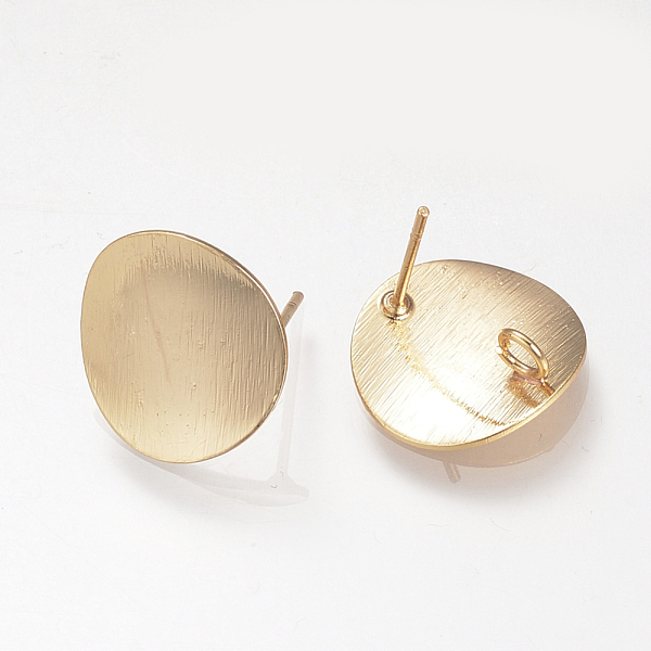 

PandaHall Brass Stud Earring Findings, with Loop, Nickel Free, Real 18K Gold Plated, 15mm, Hole: 2mm, pin: 0.8mm Brass Others