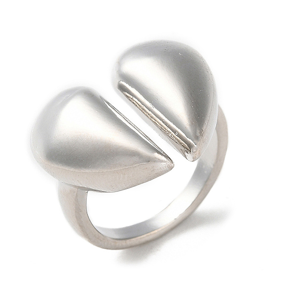 

PandaHall Rack Plating Heart Brass Open Cuff Ring for Women, Cadmium Free & Lead Free, Platinum, Adjustable Brass Heart