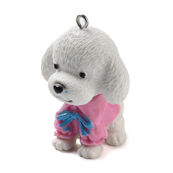 

PandaHall Opaque Resin Puppy Pendants, Dog Charms with Platinum Plated Iron Loops, WhiteSmoke, 40x30x31.5mm, Hole: 2mm Iron+Resin Dog White