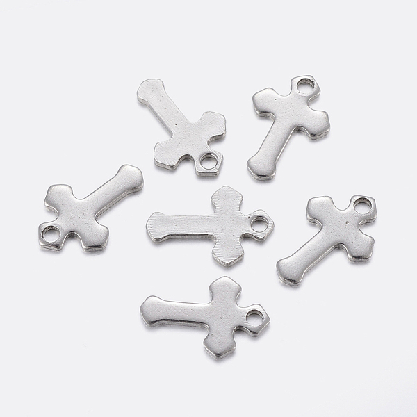 

PandaHall 304 Stainless Steel Tiny Cross Charms, Stainless Steel Color, 15x10x1mm, Hole: 1.5mm 304 Stainless Steel Cross