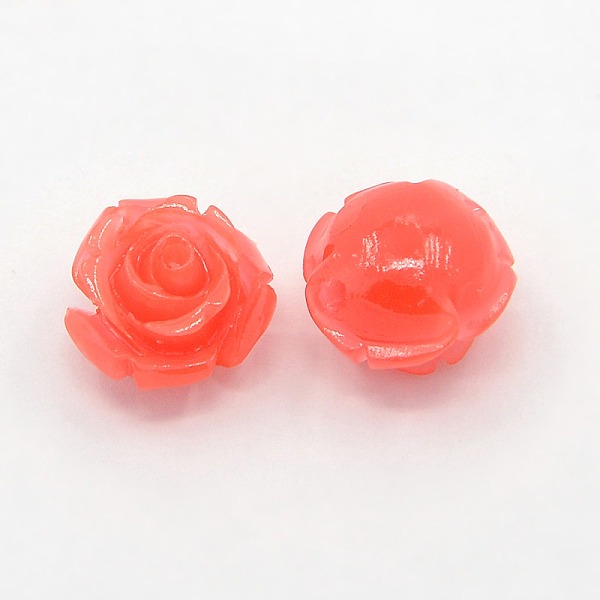 

PandaHall Synthetic Coral 3D Flower Rose Beads, Dyed, Tomato, 8x8mm, Hole: 1mm Synthetic Coral Flower Red