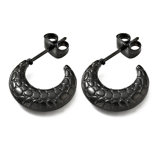 

PandaHall Ion Plating(IP) 304 Stainless Steel Crescent Moon Stud Earrings, Half Hoop Earrings for Women, Electrophoresis Black, 15x20.5x4mm...