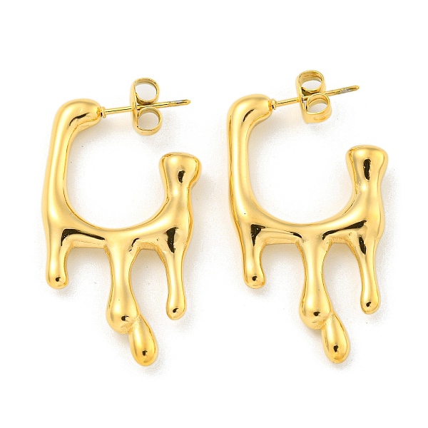

PandaHall Ion Plating(IP) 304 Stainless Steel Stud Earrings for Women, U-shaped, Real 18K Gold Plated, 35x4mm 304 Stainless Steel