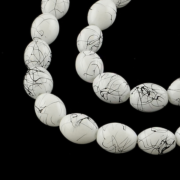 

PandaHall Baking Painted Drawbench Glass Bead Strands, Oval, White, 11x7.5~8.5mm, Hole: 1mm, about 78pcs/strand, 31.4 inch Glass Oval White