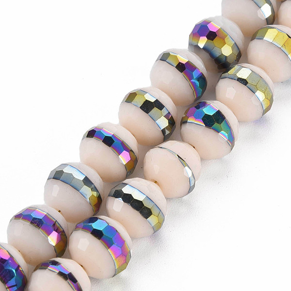 

PandaHall Electroplate Opaque Solid Color Glass Beads Strands, Rainbow Color Plated, Faceted, Round, Bisque, 10x9.5mm, Hole: 1.4mm, about..., Orange