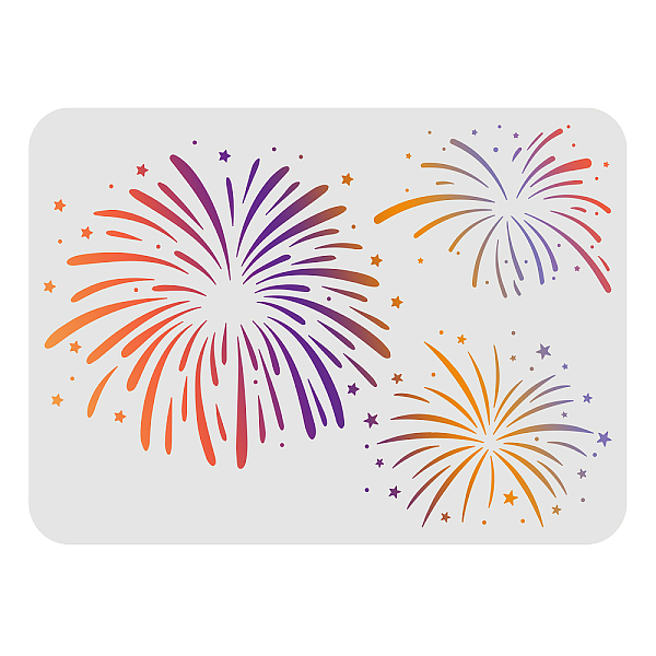 PandaHall FINGERINSPIRE Fireworks Stencils 29.7x21cm Fireworks Pattern Stencil Plastic Reusable Fireworks Stencil for Painting on Wood...