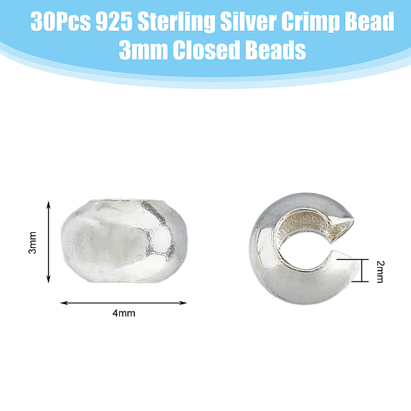 DICOSMETIC 30Pcs 925 Sterling Silver Crimp Beads Cover