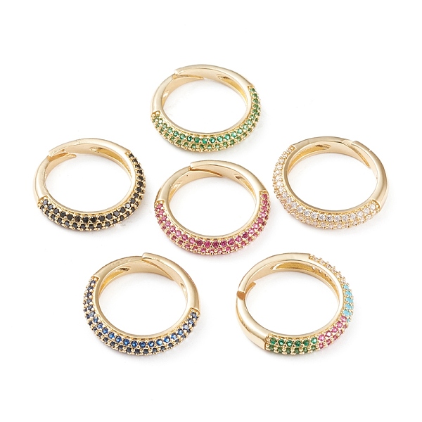 

PandaHall Adjustable Brass Micro Pave Cubic Zirconia Cuff Rings, Open Rings, Long-Lasting Plated, Golden, Mixed Color, Size 5, 16mm..., Multicolor