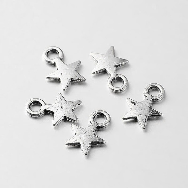 

PandaHall Tibetan Style Alloy Star Charms, Antique Silver, 11x8x1mm, Hole: 2mm Alloy Star