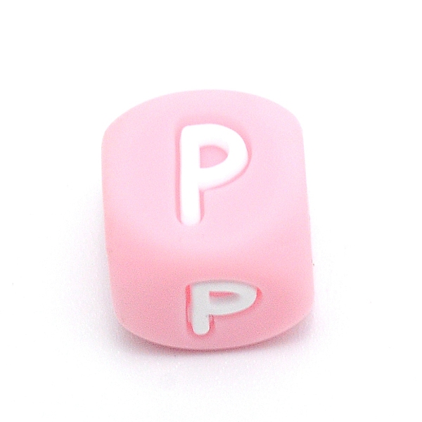 

PandaHall Silicone Alphabet Beads for Bracelet or Necklace Making, Letter Style, Pink Cube, Letter.P, 12x12x12mm, Hole: 3mm Silicone Letter...