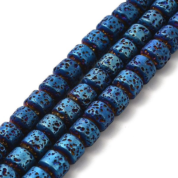 

PandaHall Electroplated Natural Lava Rock Beads Strands, Rondelle, Blue Plated, 6x7mm, Hole: 1mm, about 67~68pcs/strand, 15.35~15.75 inch...