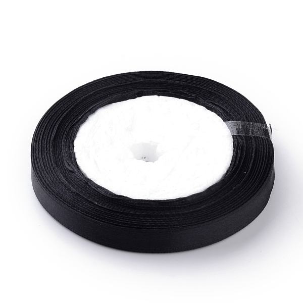 

PandaHall High Dense Single Face Satin Ribbon, Polyester Ribbons, Black, 1/4 inch(6~7mm), about 25yards/roll, 10rolls/group, about...