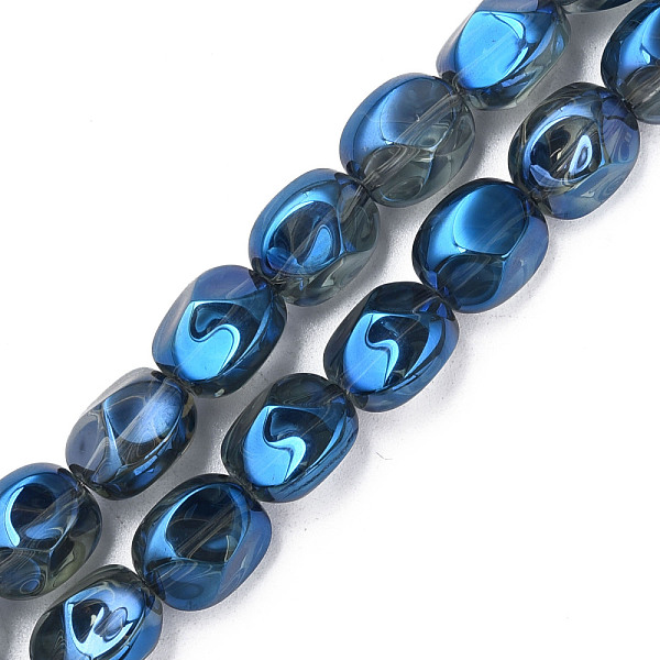 

PandaHall Electroplate Glass Beads Strands, Half Plated, Oval, Steel Blue, 12x10.5x10mm, Hole: 1.2mm, about 50Pcs/strand, 23.62 inch(60cm)...