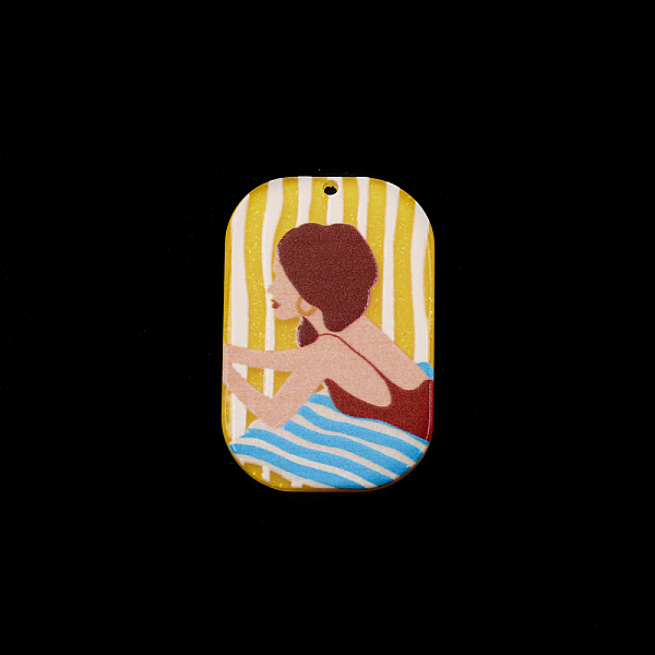 

PandaHall Opaque Resin Pendants, Embossed Printed, Rounded Rectangle with Women Portrait, Gold, 39.5x26x2.5mm, Hole: 1.6mm Resin Rectangle...