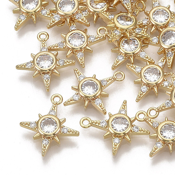 

PandaHall Brass Cubic Zirconia Pendants, Nickel Free, Star, Clear, Real 18K Gold Plated, 16x13.5x2.5mm, Hole: 1.2mm Brass+Cubic Zirconia...